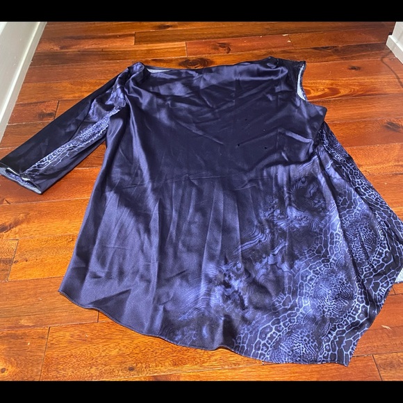 Elie Tahari rich navy blue silk tunic - Picture 1 of 2